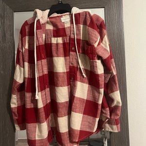 White and red flannel jacket